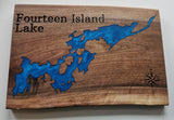 Walnut Live Edge Carved or Burned Custom Resin Inlay Lake Map Order Page