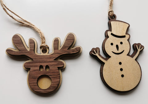 Reindeer or Snowman 2 Layer Ornaments